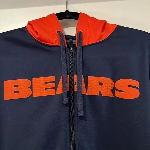 Chicago Bears Nike Therma Fit Full Zip Hooded Jacket Blue Orange Size L - Picture 2 of 11